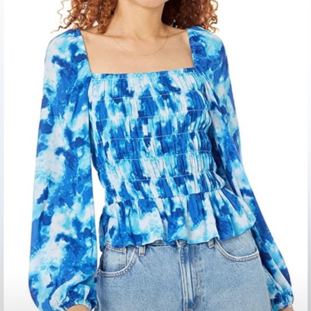 The Drop smocked Vibrant Blues tiedye blouse. XXL